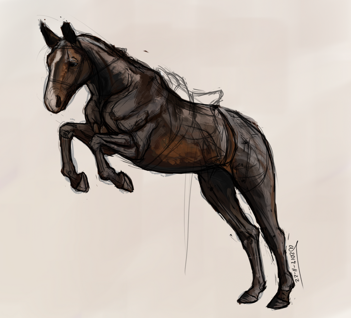 Drawing of a jumping horse